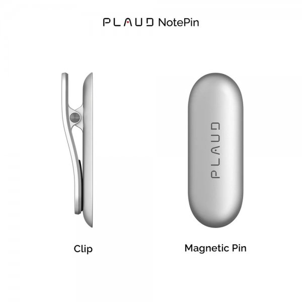 Plaud NotePin klemme og magnetisk stift Lunar Silver