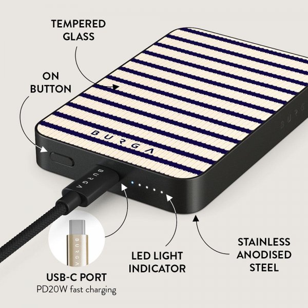 Burga Powerbank MagSafe 5000 mAh Old Money Metallgrå