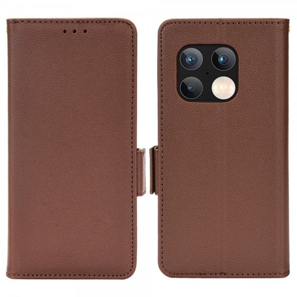 OnePlus 10 Pro Etui Litchi Brun