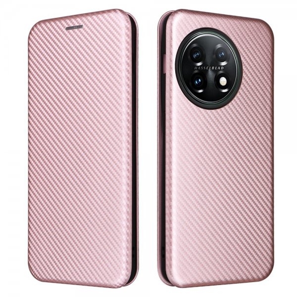 OnePlus 11 Etui Karbonfibertekstur Rosegull