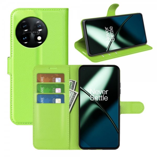 OnePlus 11 Etui Litchi Grønn