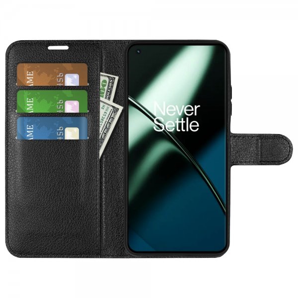 OnePlus 11 Etui Litchi Svart