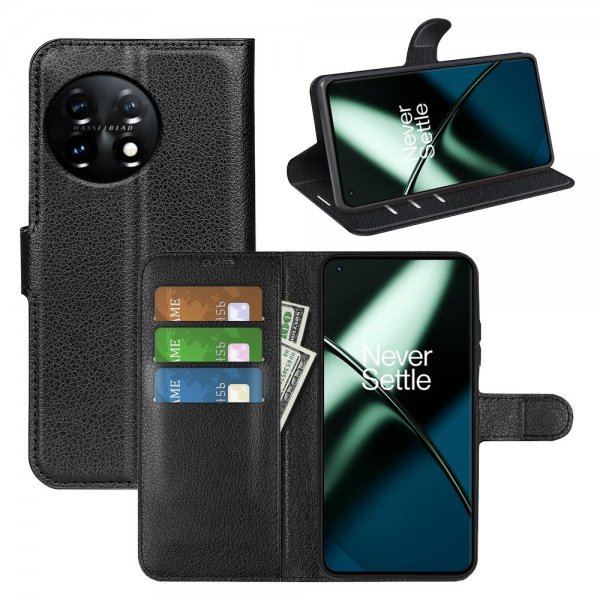 OnePlus 11 Etui Litchi Svart