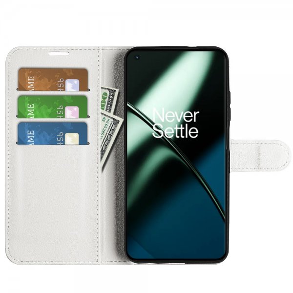 OnePlus 11 Etui Litchi Hvit