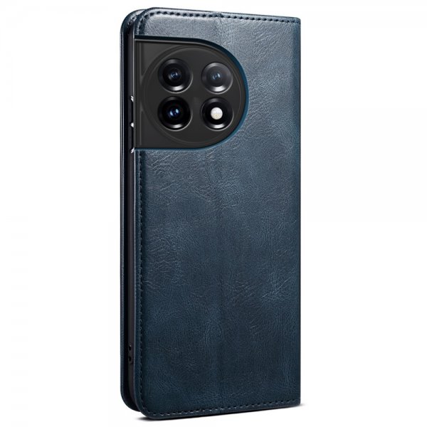 OnePlus 11 Etui Retro Skinntekstur Sydd Blå