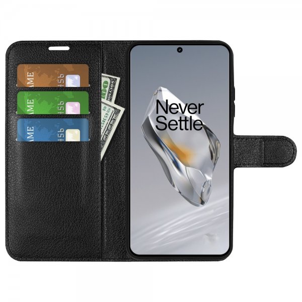 OnePlus 12 Etui Litchi Svart
