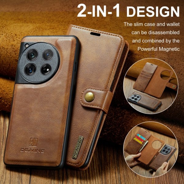 Dg.Ming OnePlus 12 Etui Avtagbart Deksel Brun