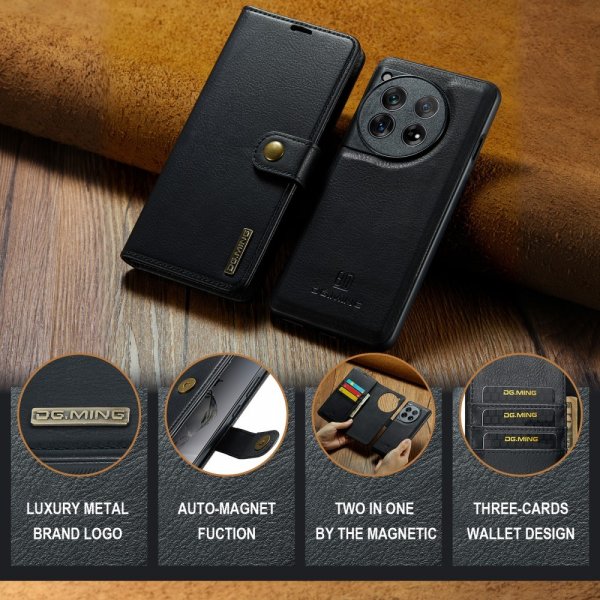 Dg.Ming OnePlus 12 Etui Avtagbart Deksel Svart