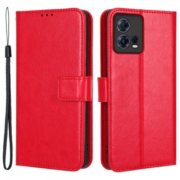 Motorola Edge 30 Fusion Etui Skinntekstur Rød