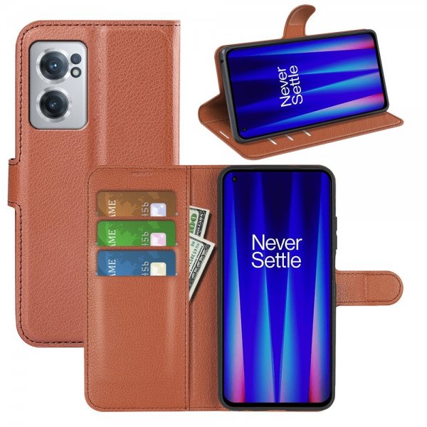 OnePlus Nord CE 2 5G Etui Litchi Brun