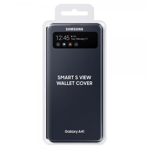 Samsung Original Galaxy A41 Etui Smart S View Wallet Cover Svart