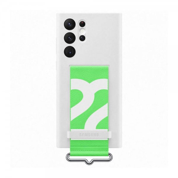 Samsung Original Galaxy S22 Ultra Deksel Silicone Cover with Strap Hvit
