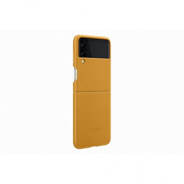 Samsung Original Galaxy Z Flip 3 Deksel Leather Cover Mustard