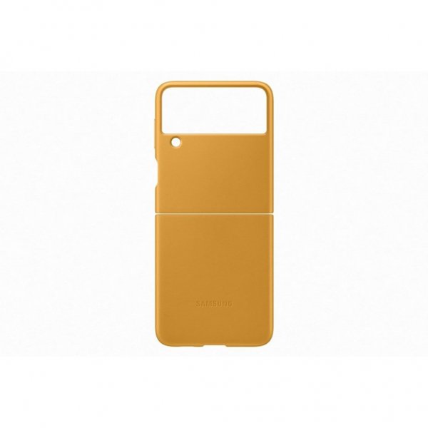 Samsung Original Galaxy Z Flip 3 Deksel Leather Cover Mustard