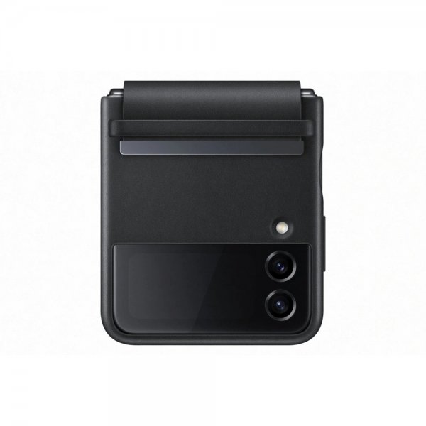 Samsung Original Galaxy Z Flip 4 Deksel Flap Leather Cover Svart