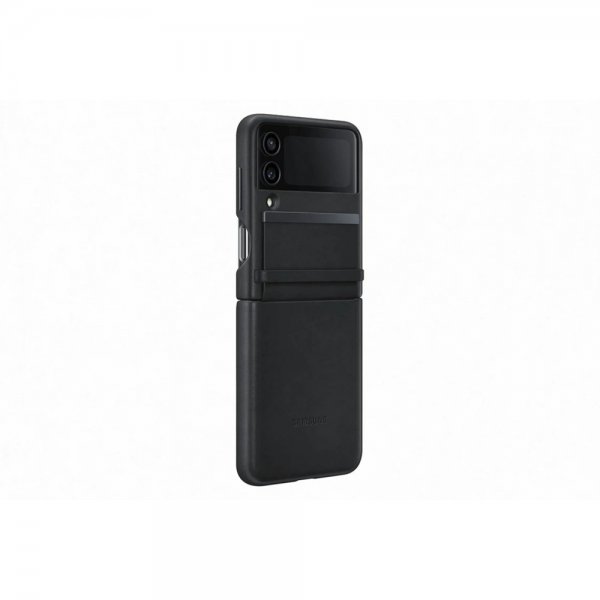 Samsung Original Galaxy Z Flip 4 Deksel Flap Leather Cover Svart