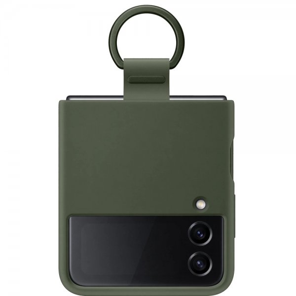 Samsung Original Galaxy Z Flip 4 Deksel Silicone Cover with Ring Khaki