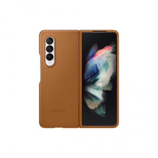 Samsung Original Galaxy Z Fold3 Deksel Leather Cover Camel