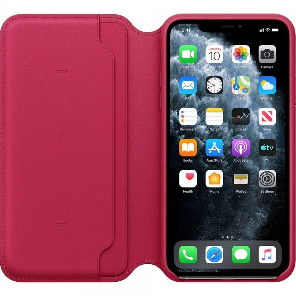 Apple Original iPhone 11 Pro Max Etui Leather Folio Raspberry