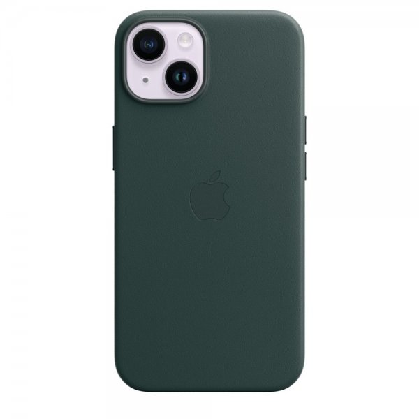 Apple Original iPhone 14 Plus Deksel Leather Case MagSafe Skoggrønn