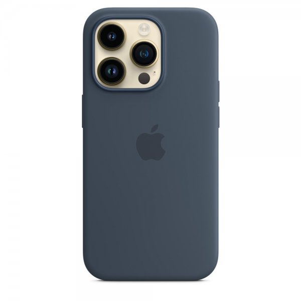 Apple Original iPhone 14 Pro Deksel Silicone Case MagSafe Storm Blue