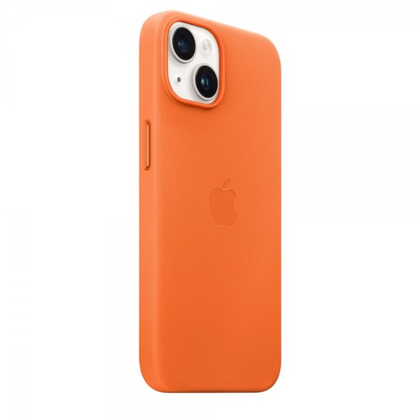 Apple Original iPhone 14 Deksel Leather Case MagSafe Oraneje