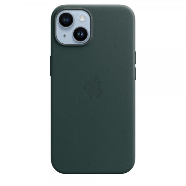 Apple Original iPhone 14 Deksel Leather Case MagSafe Skoggrønn