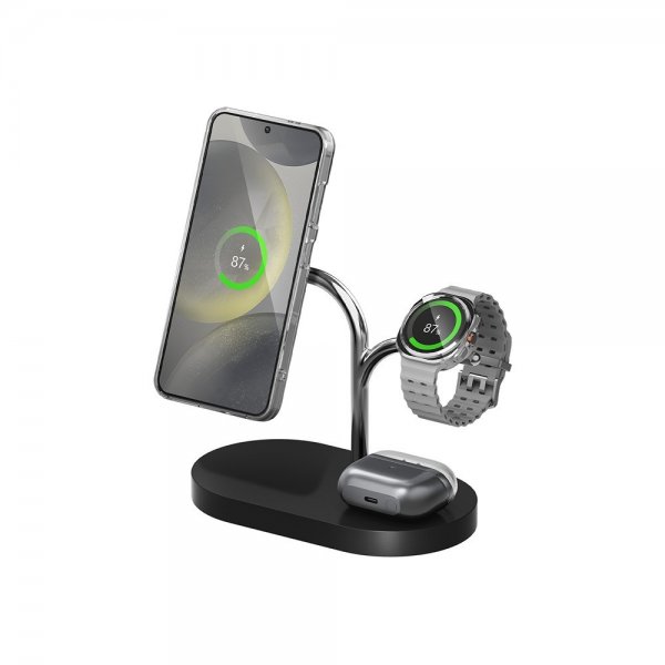 Samsung Original Trådløs lader 3in1 Wireless Charger Qi2 Magnetisk Svart