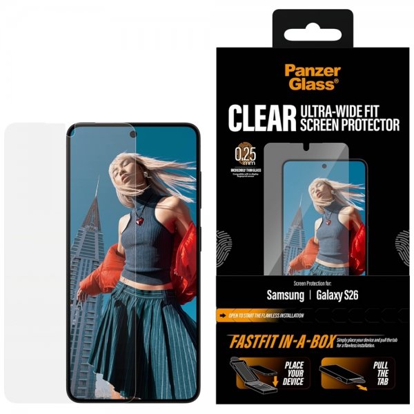 PanzerGlass Samsung Galaxy S26 Skjermbeskytter Fastfit In-a-Box