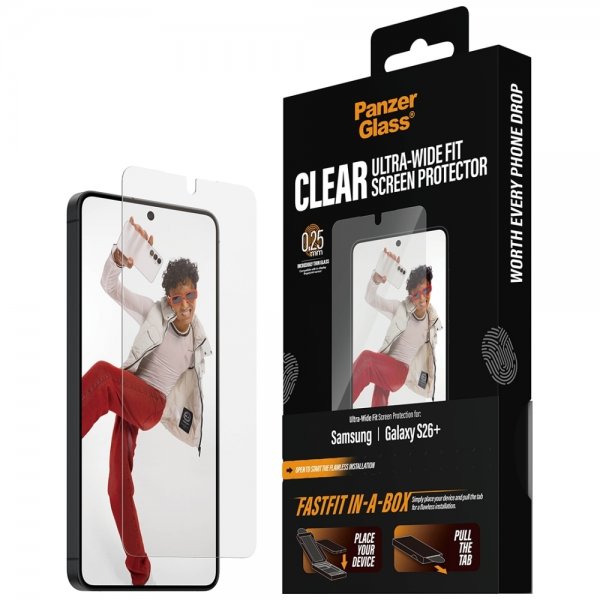 PanzerGlass Samsung Galaxy S26 Plus Skjermbeskytter Fastfit In-a-Box
