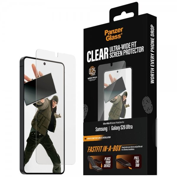 PanzerGlass Samsung Galaxy S26 Ultra Skjermbeskytter Fastfit In-a-Box
