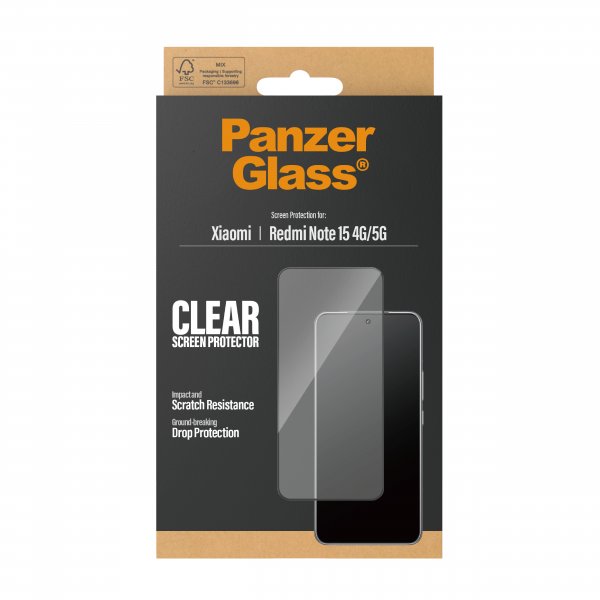 PanzerGlass Xiaomi Redmi Note 15/Xiaomi Redmi Note 15 5G Skjermbeskytter Ultra-Wide Fit