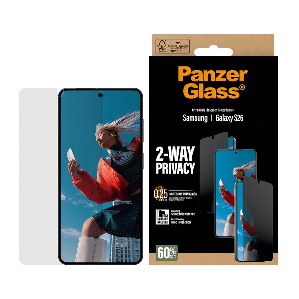 PanzerGlass Samsung Galaxy S26 Skjermbeskytter Ultra-Wide Fit Privacy EasyAligner