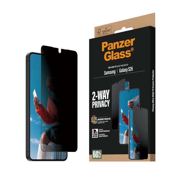 PanzerGlass Samsung Galaxy S26 Skjermbeskytter Ultra-Wide Fit Privacy EasyAligner