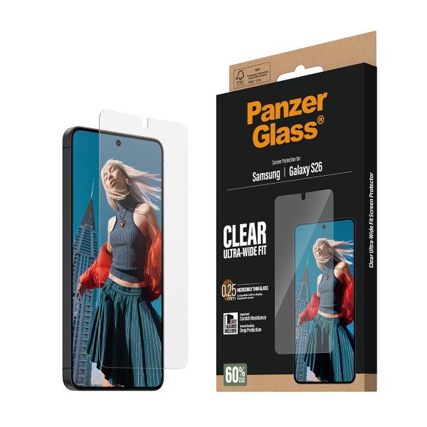 PanzerGlass Samsung Galaxy S26 Skjermbeskytter Ultra-Wide Fit EasyAligner