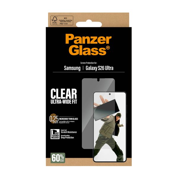 PanzerGlass Samsung Galaxy S26 Ultra Skjermbeskytter Ultra-Wide Fit EasyAligner