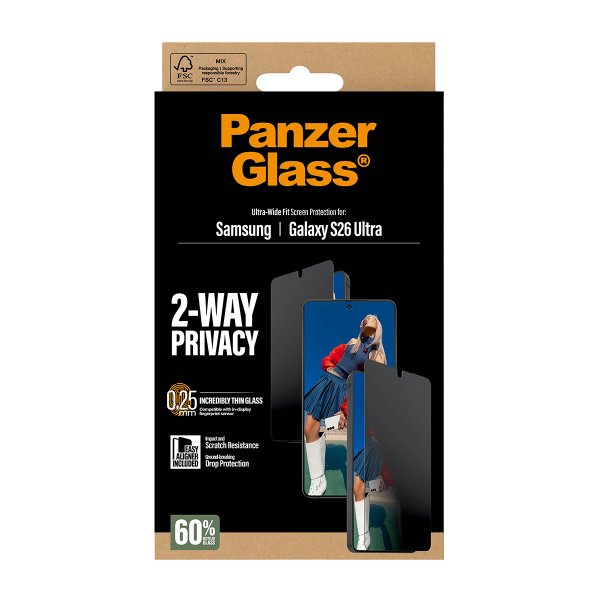PanzerGlass Samsung Galaxy S26 Ultra Skjermbeskytter Ultra-Wide Fit Privacy EasyAligner