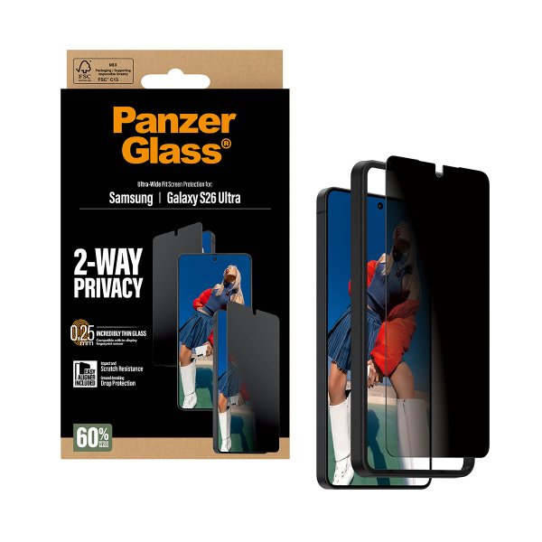 PanzerGlass Samsung Galaxy S26 Ultra Skjermbeskytter Ultra-Wide Fit Privacy EasyAligner