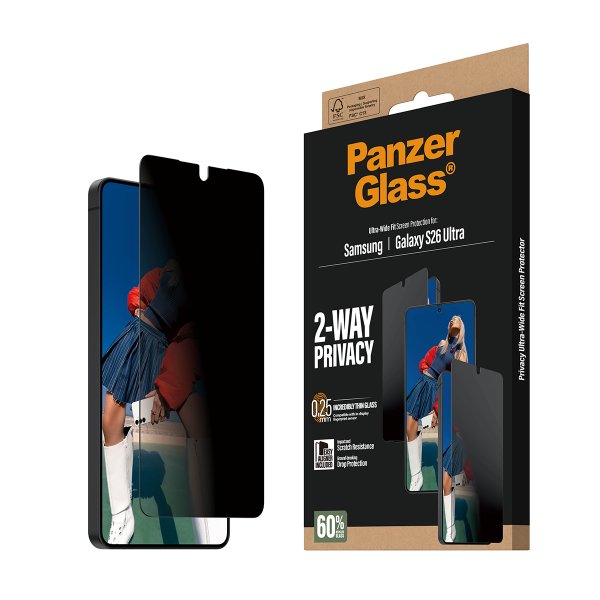 PanzerGlass Samsung Galaxy S26 Ultra Skjermbeskytter Ultra-Wide Fit Privacy EasyAligner