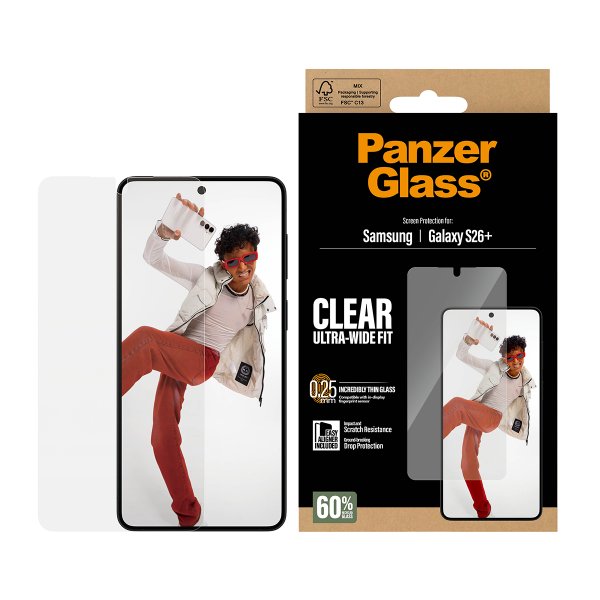 PanzerGlass Samsung Galaxy S26 Plus Skjermbeskytter Ultra-Wide Fit EasyAligner