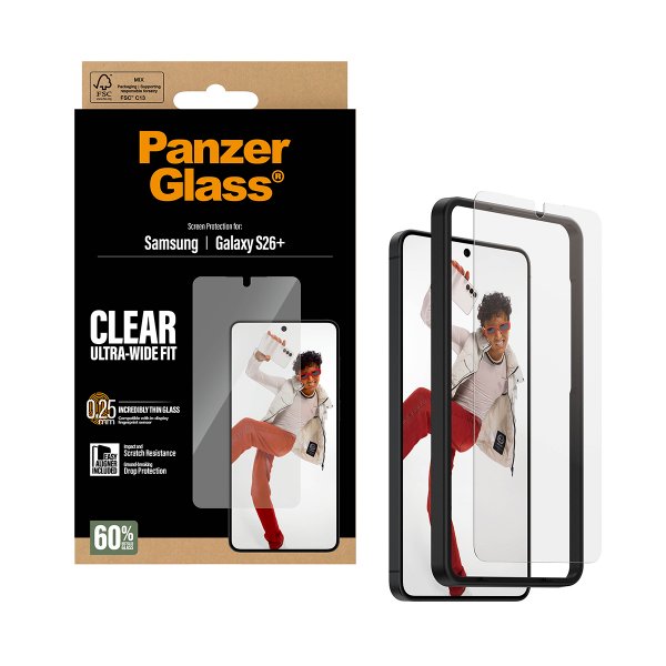 PanzerGlass Samsung Galaxy S26 Plus Skjermbeskytter Ultra-Wide Fit EasyAligner
