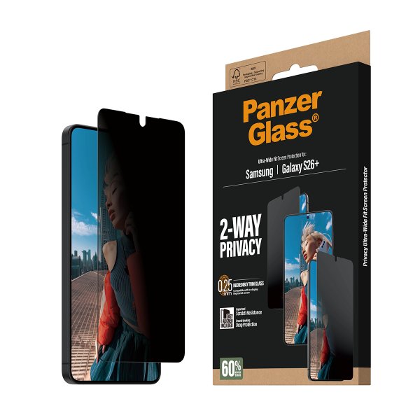 PanzerGlass Samsung Galaxy S26 Plus Skjermbeskytter Ultra-Wide Fit Privacy EasyAligner