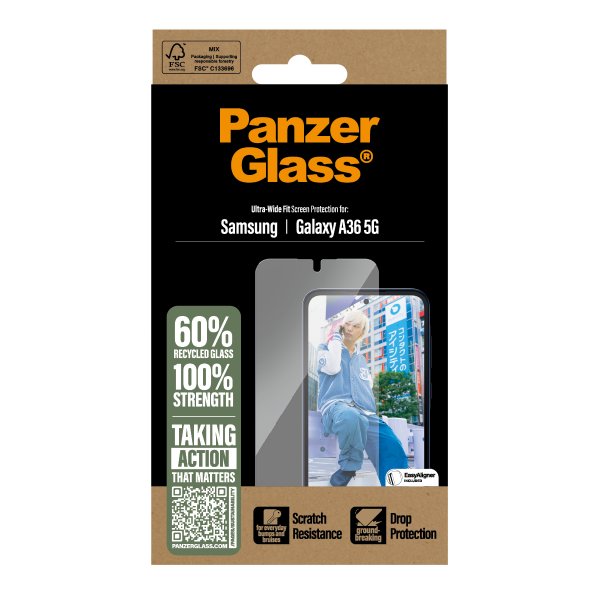 PanzerGlass Samsung Galaxy A36 Skjermbeskytter Ultra-Wide Fit EasyAligner