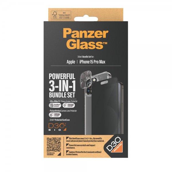 PanzerGlass iPhone 15 Pro Max 3-in-1 Bundle Set Privacy