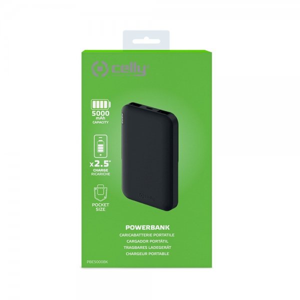 Celly Powerbank ENERGY 5 000 mAh Svart