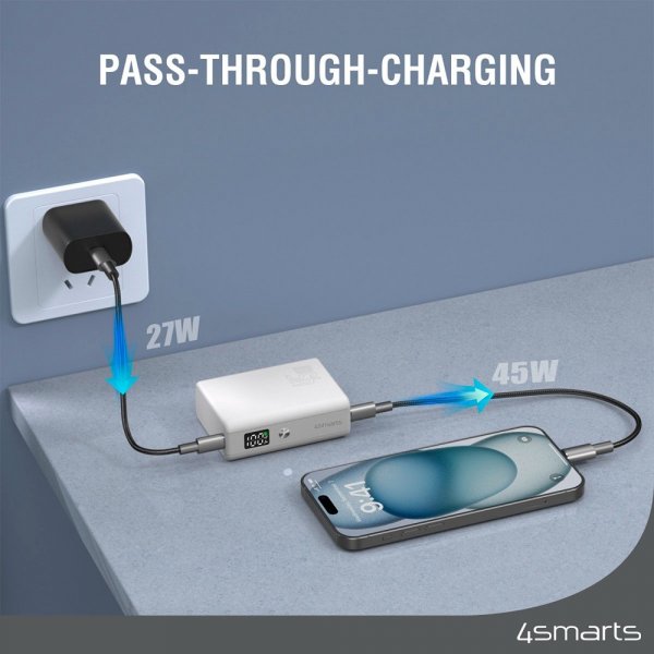 4smarts Powerbank Pocket Slim 10 000 mAh 45W Hvit