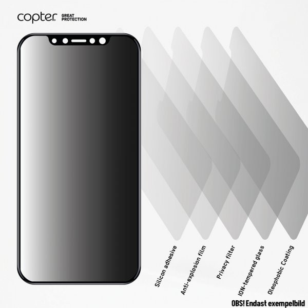 Copter iPhone 6/6s/7/8/SE Skjermbeskytter PrivacyFilter Curved Full Size Herdet Glass