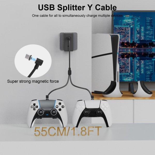 JYS PS5/PS5 Slim ladestasjon for VR2/DualSense kontrollere