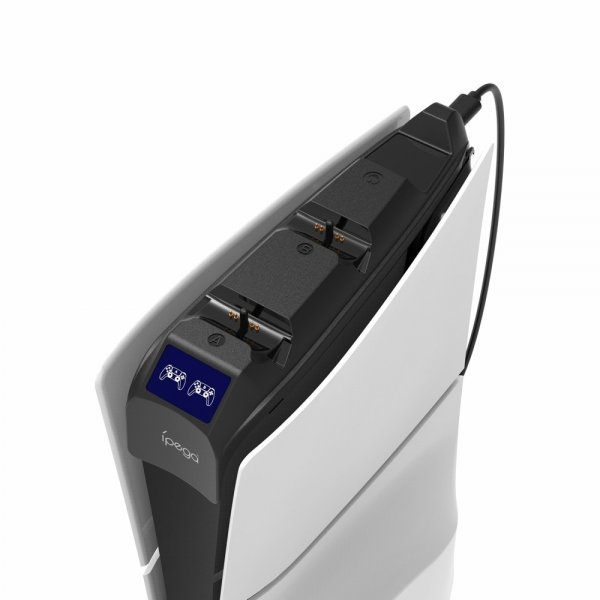 Ipega PS5 Slim toppmontert kontrollerlader med hodetelefonholder
