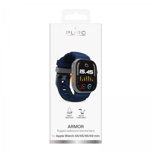 Puro Apple Watch 44/45/46/Ultra 49mm Armbånd Armor Blå